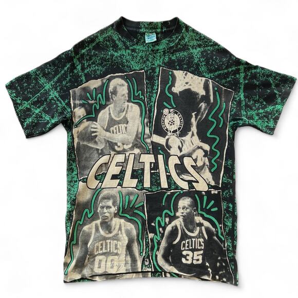 Salem Sportswear Other - Vintage Boston Celtics AOP Salem Sports 1992 NBA Shirt Single Stitch Sleeve L